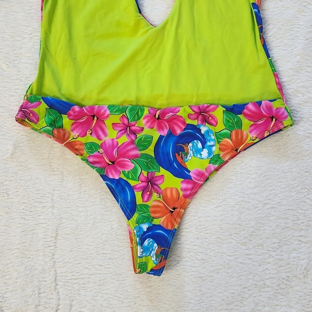 New!Frankie's Bikinis Paulina One‎ Piece in Neon Surfer